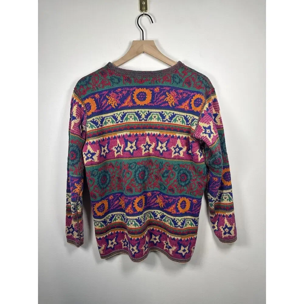 Vintage Y2K Multicolor Funky Knit Crewneck Pullover Sweater - Picture 5 of 8